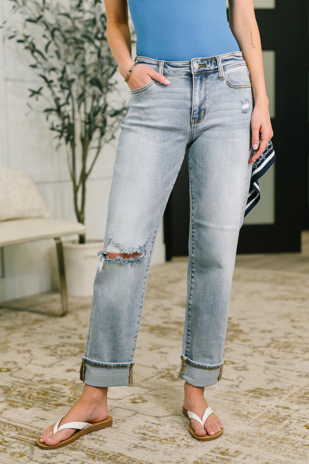 Alex Mid Rise Boyfriend Jean with Bandana Loop - 5/6/2026 NEW