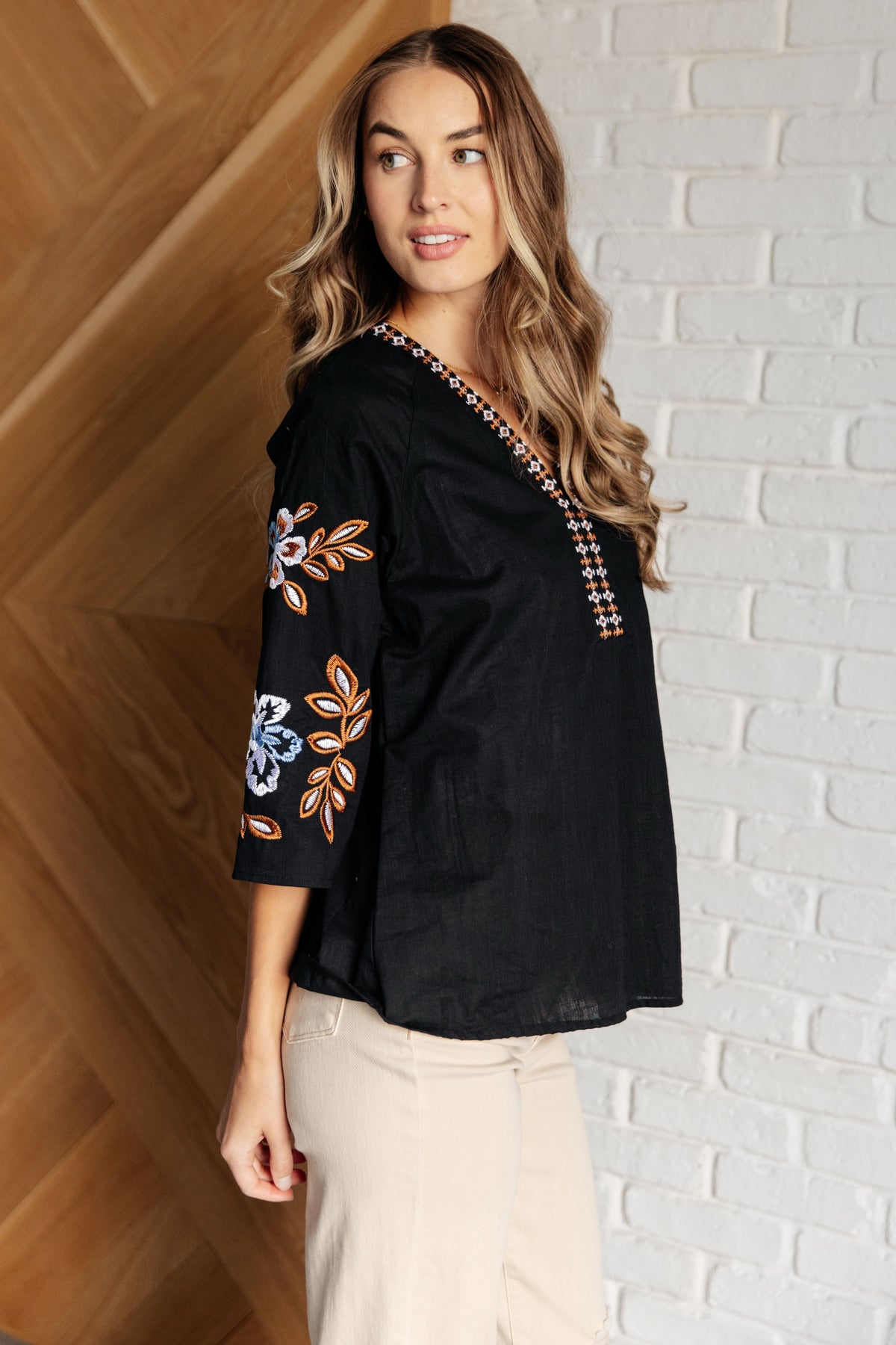 All In Me Embroidered V-Neck Blouse - 10/31/2024