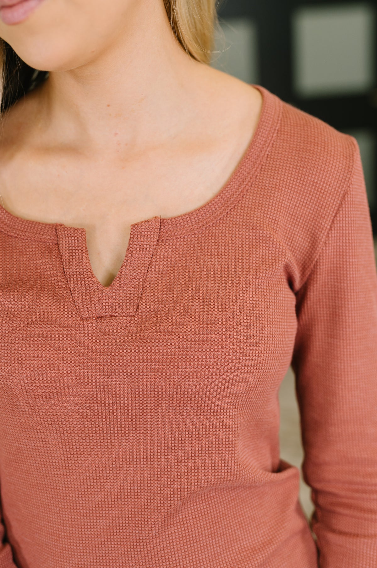 All That I Know Split Neck Top in Marsala - 8/21/2026