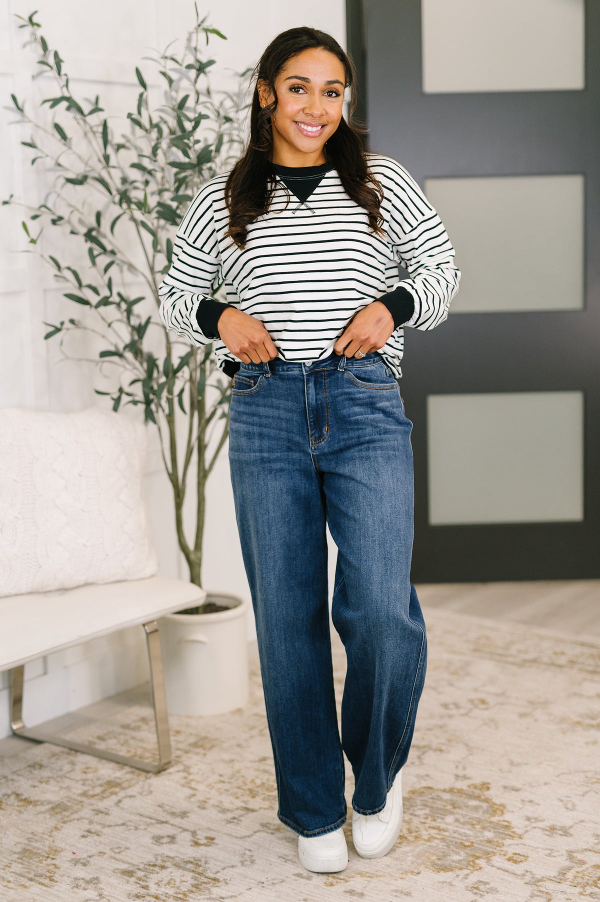 Almost Therapeutic Drop Shoulder Pullover in White and Black - 2/25/2026