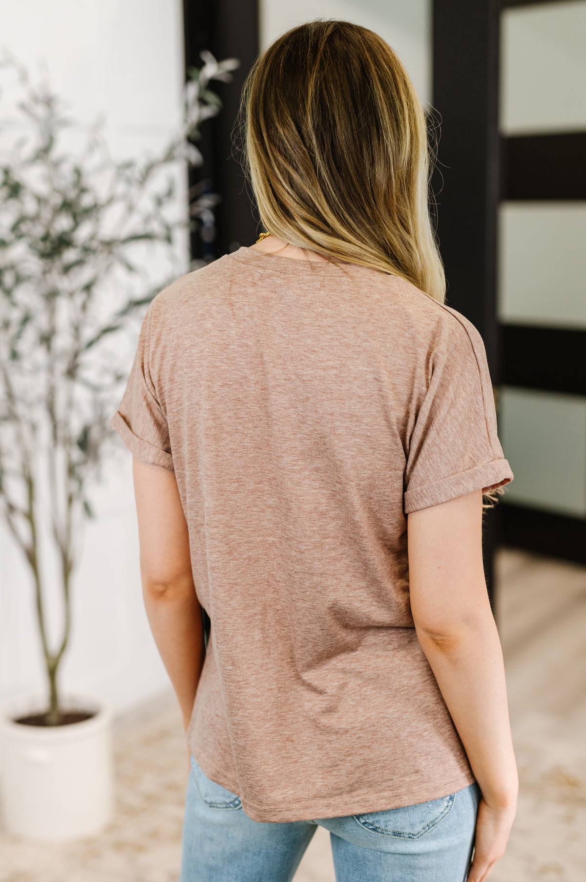 Almost There V-Neck Henley Top In Taupe - 6/16/2025