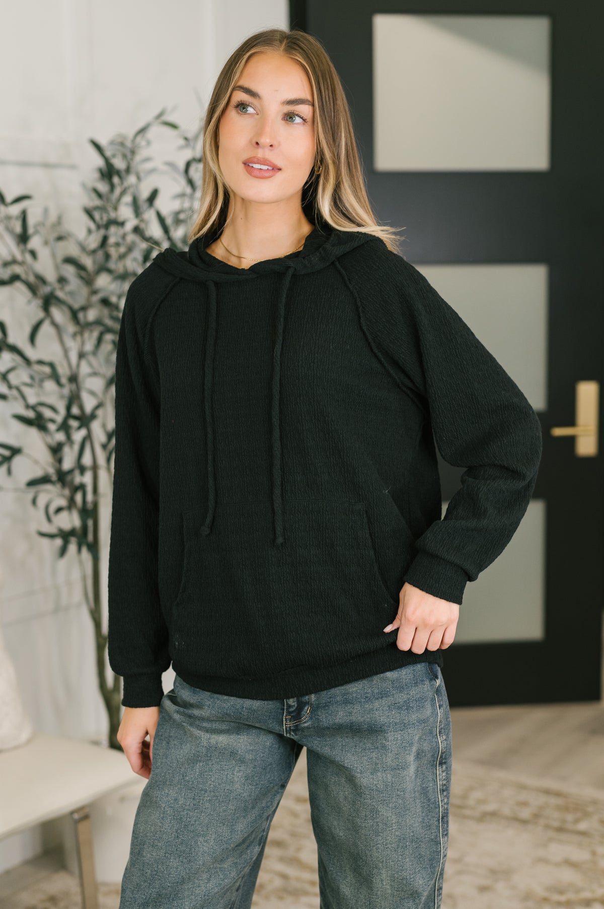 Always Have Your Back Textured Pullover in Black - 10/30/2026