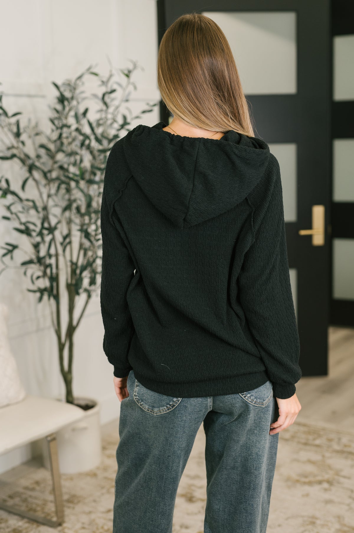 Always Have Your Back Textured Pullover in Black - 10/30/2026