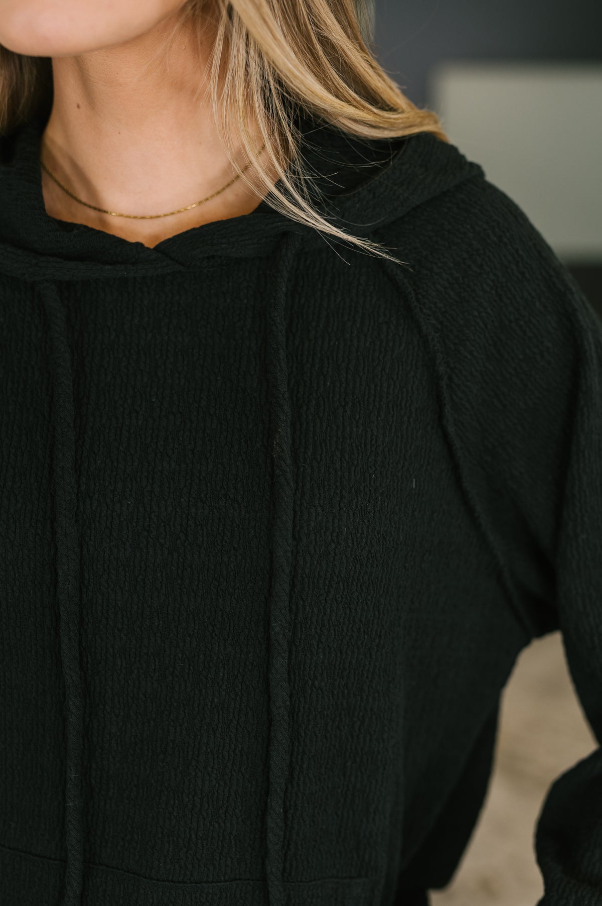 Always Have Your Back Textured Pullover in Black - 10/30/2026