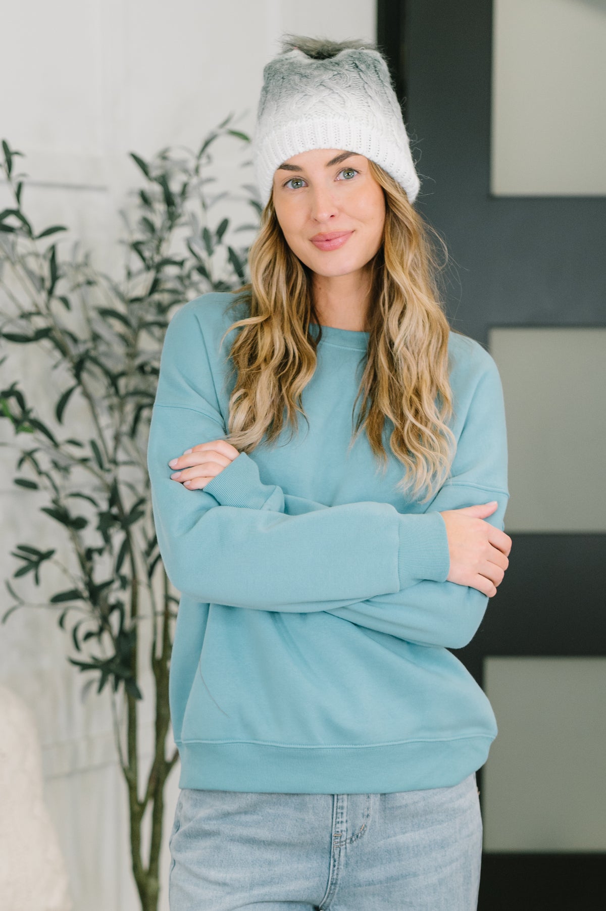 Always True Drop Shoulder Pullover in Dusty Teal - 10/20/2026