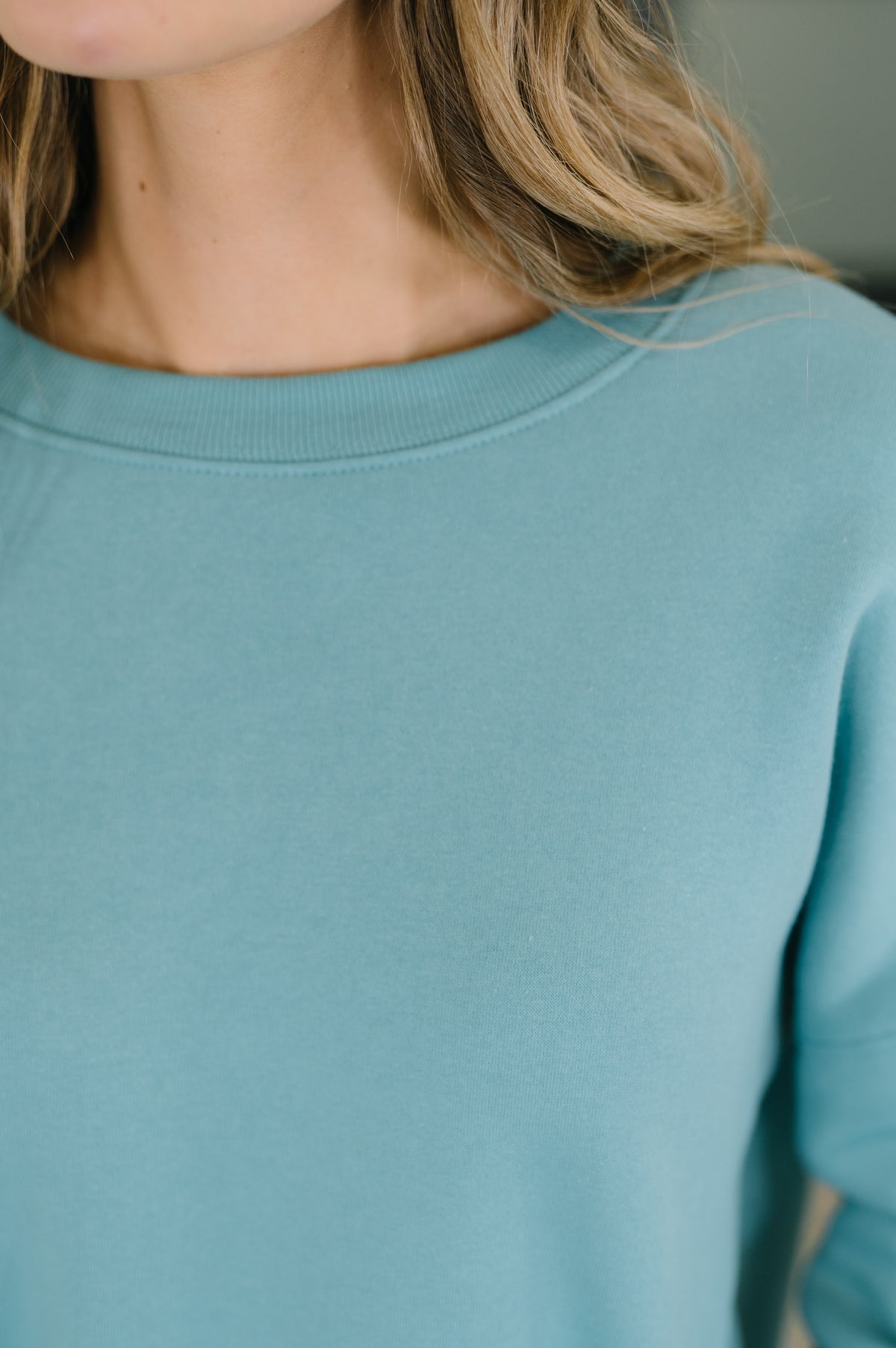 Always True Drop Shoulder Pullover in Dusty Teal - 10/20/2026