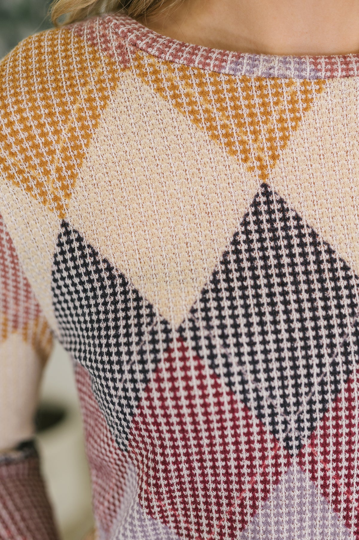 Artistic Argyle Long Sleeve Top in Terracotta - 11/10/2026