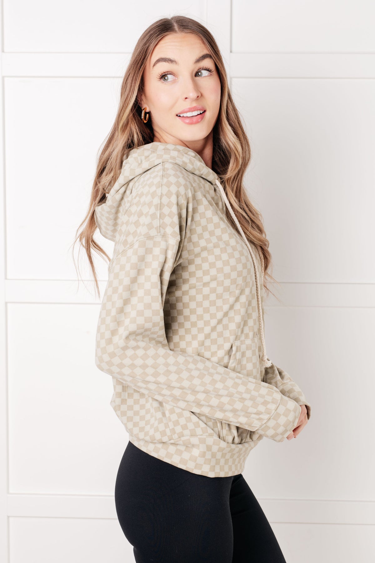 Ask Me Out Checkered Hoodie in Sage - 1/21/2025