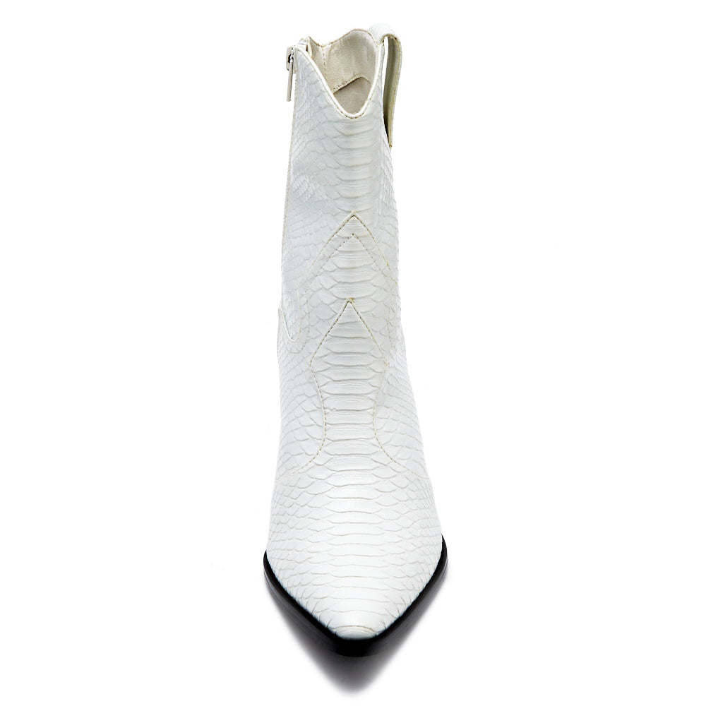 Bambi Western Boot White Snake