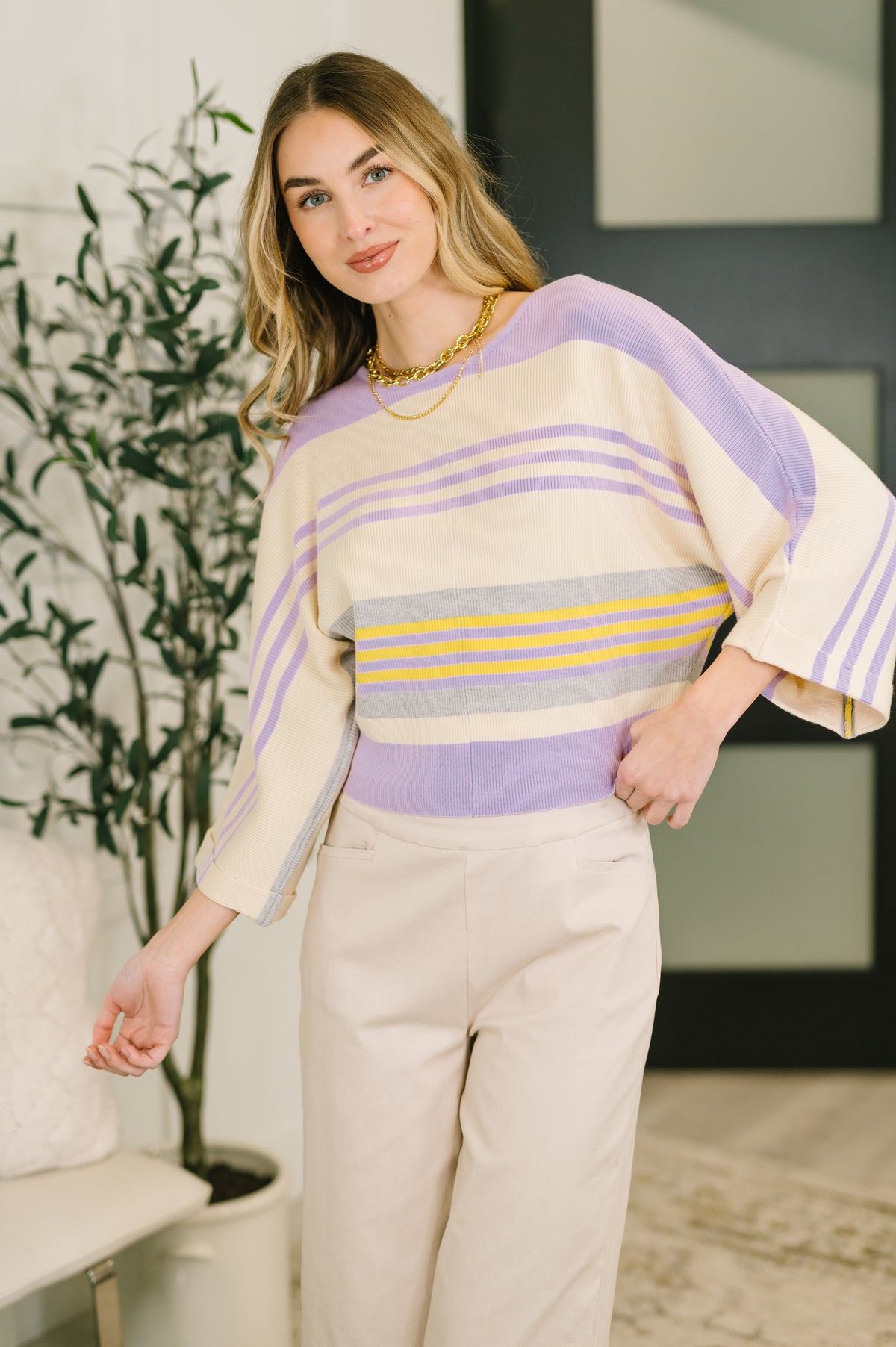 Barely Justified Striped Dolman Sleeve Top - 3/2/2026