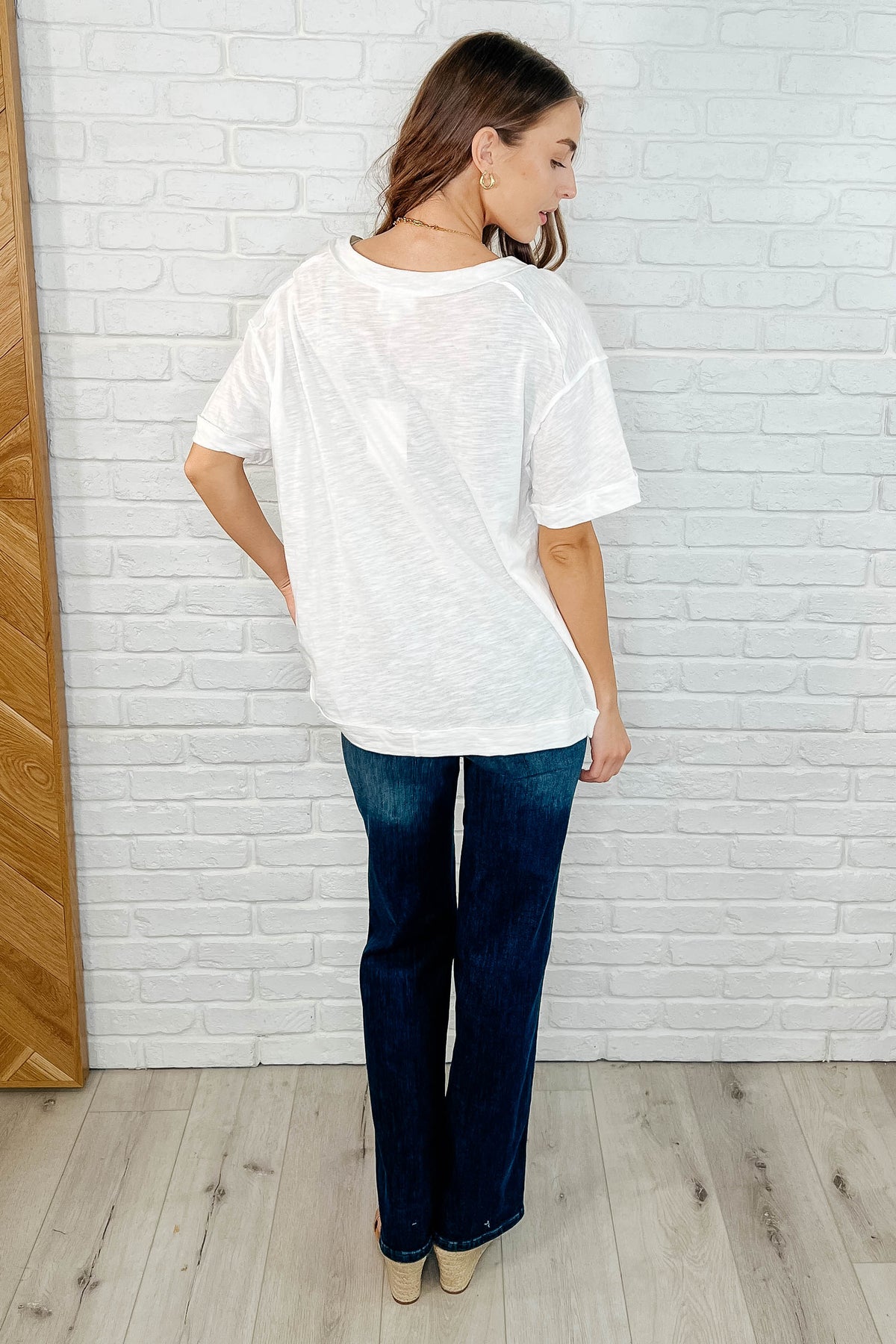 Basic Instinct Drop Shoulder V-Neck Tee in Ivory - 3/28/2025