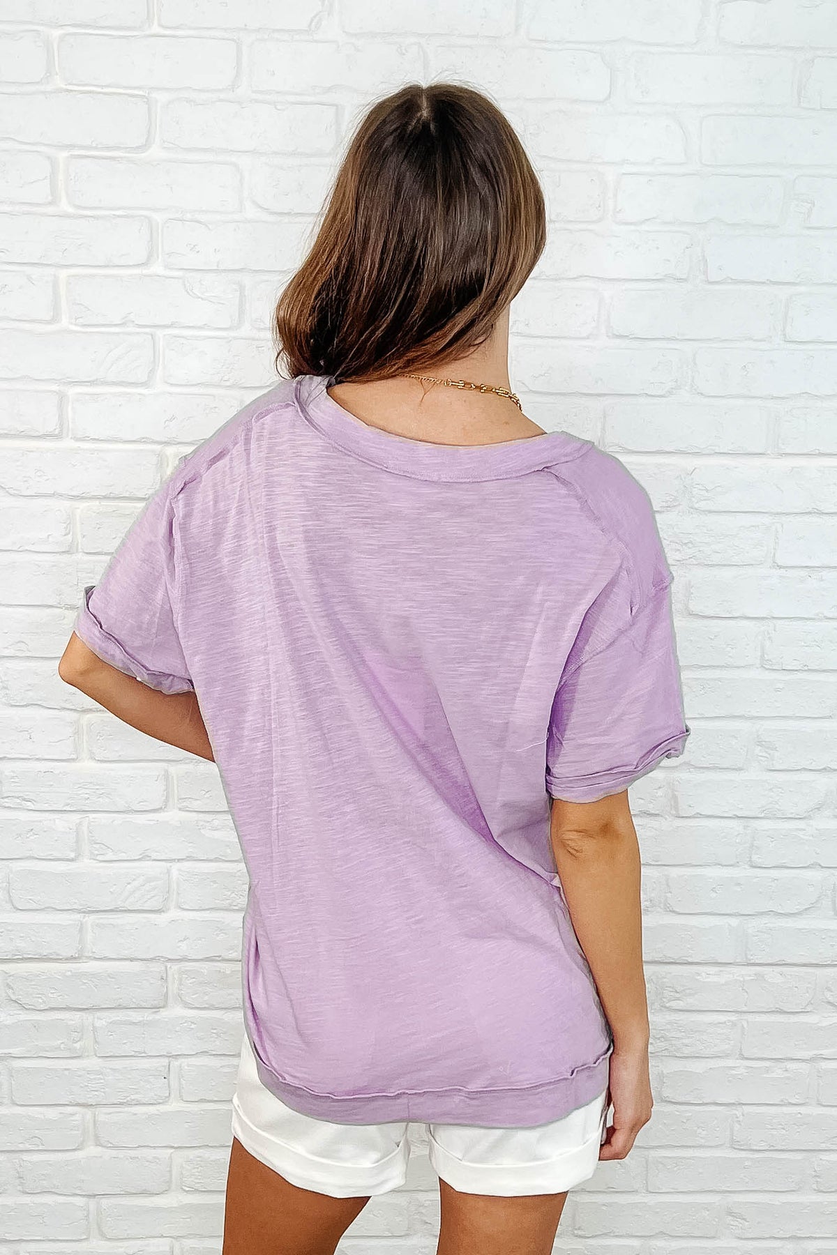 Basic Instinct Drop Shoulder V-Neck Tee in Lilac - 3/28/2025