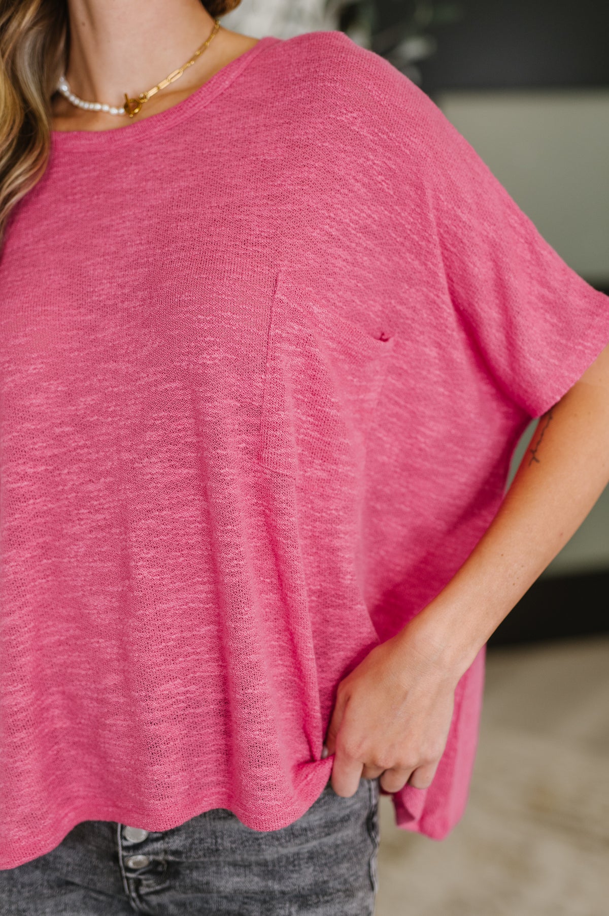 Basically Flowing Dolman Sleeve Top in Hot Pink - 6/23/2025