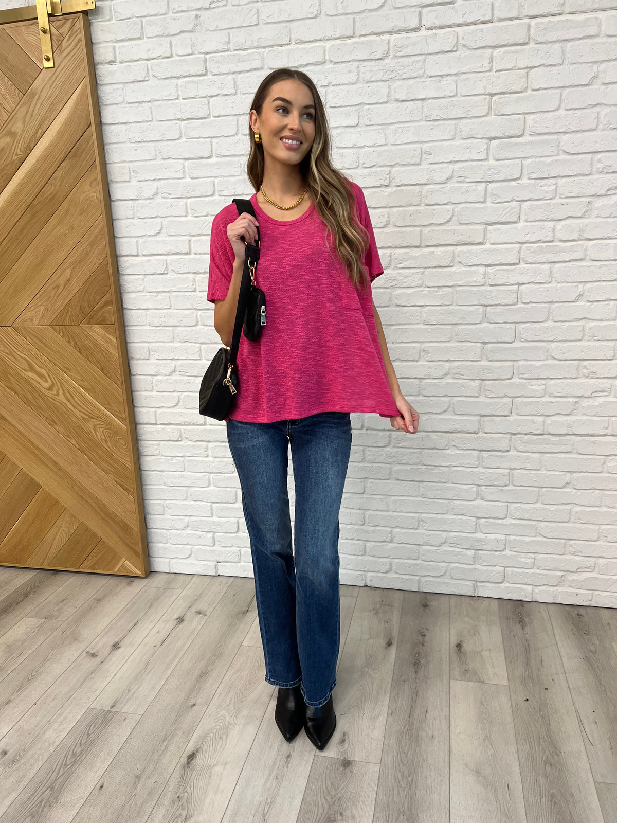 Basically Flowing Dolman Sleeve Top in Hot Pink - 2/10/2025