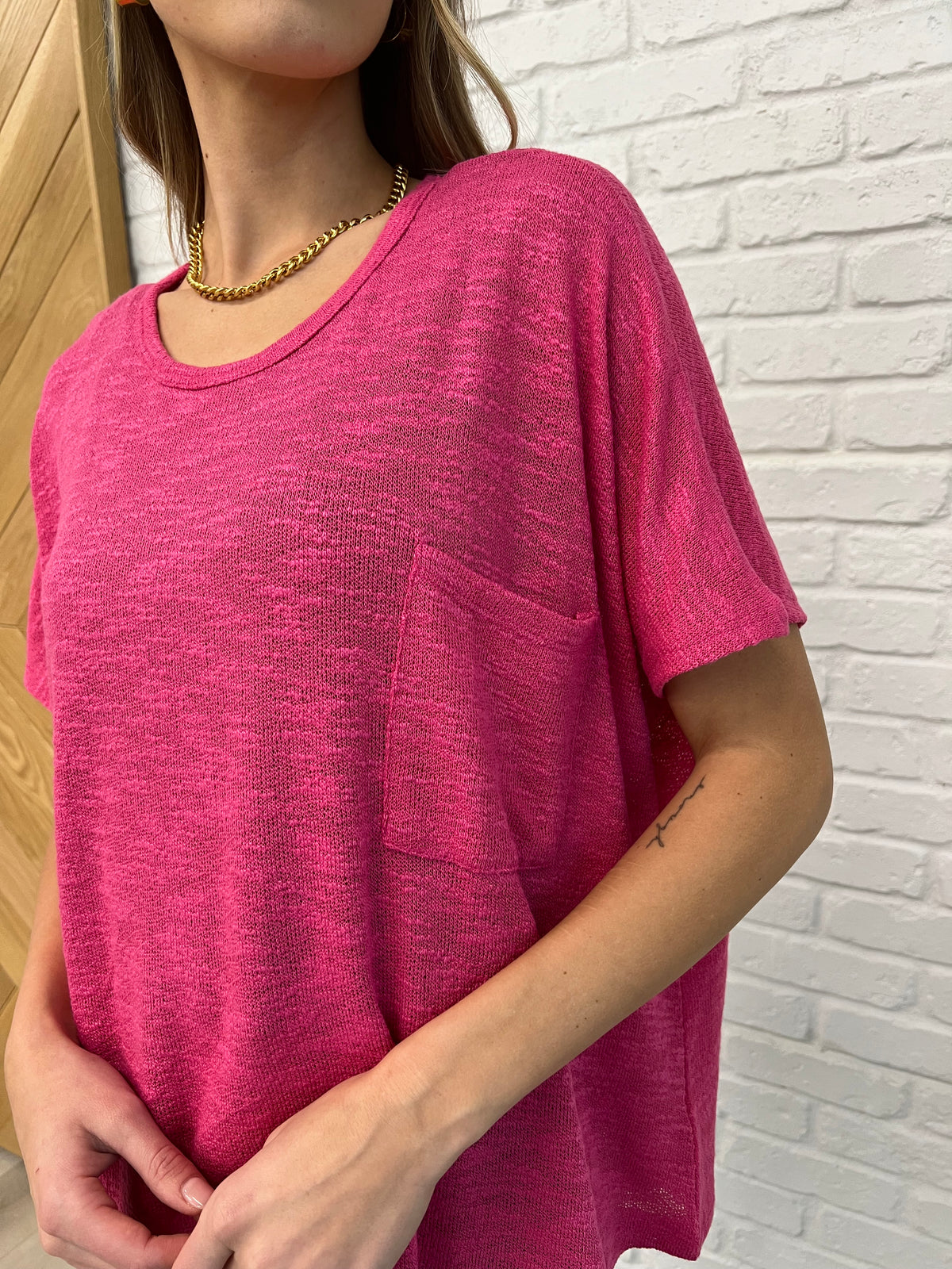 Basically Flowing Dolman Sleeve Top in Hot Pink - 2/10/2025