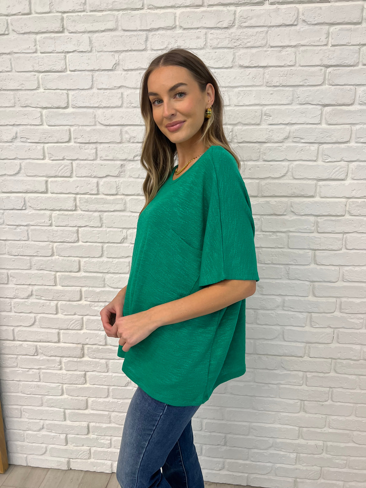 Basically Flowing Dolman Sleeve Top in Kelly Green - 2/10/2025