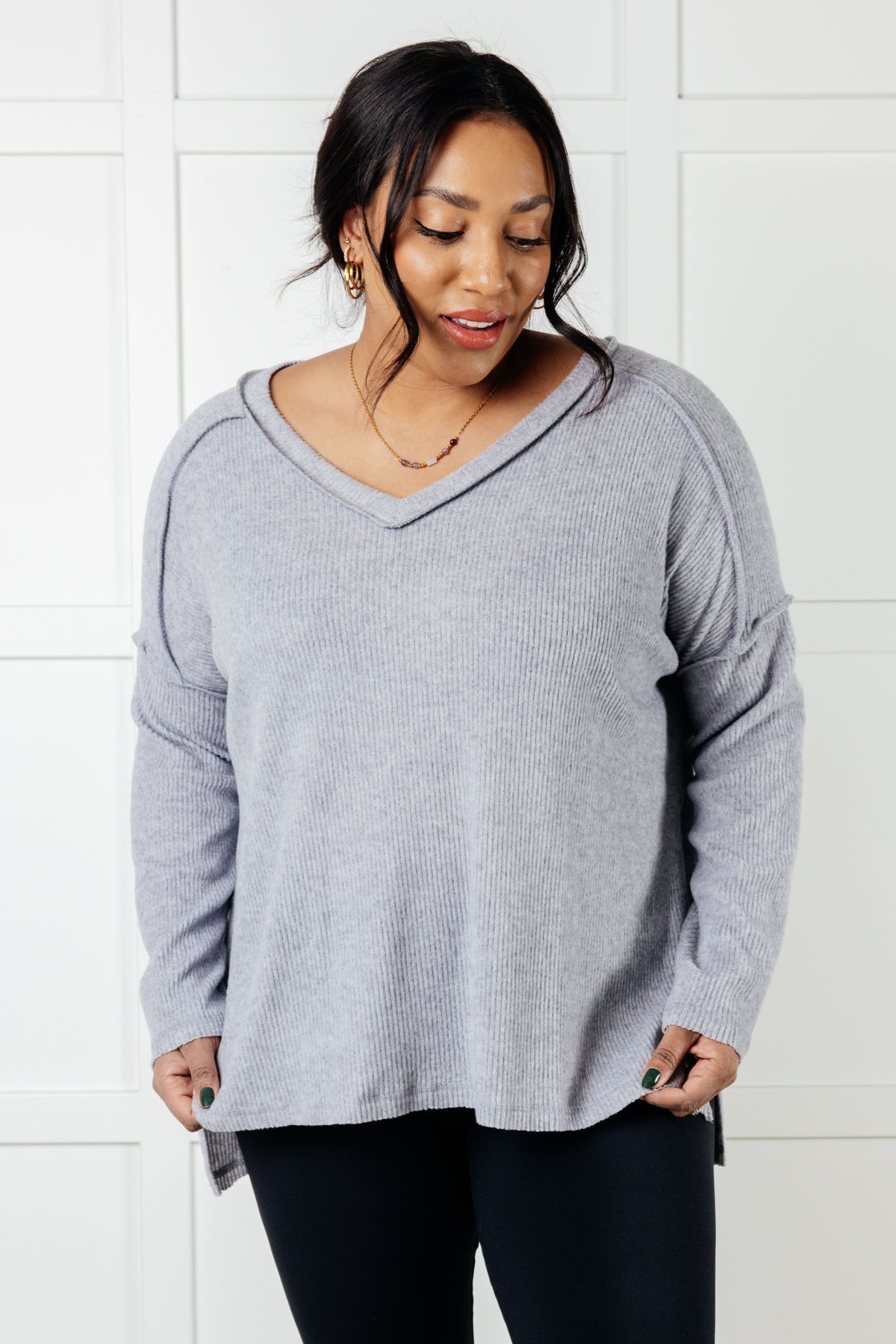 Basically Freezing Brushed Hacci Top in Heather Grey - 1/1/2025