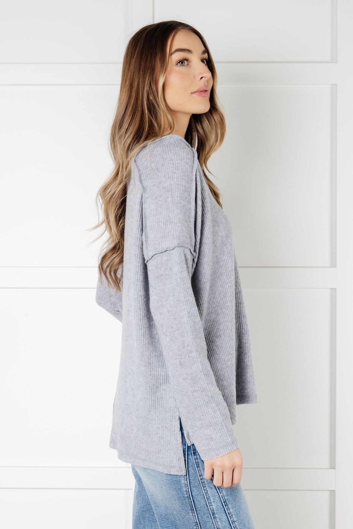 Basically Freezing Brushed Hacci Top in Heather Grey - 1/1/2025