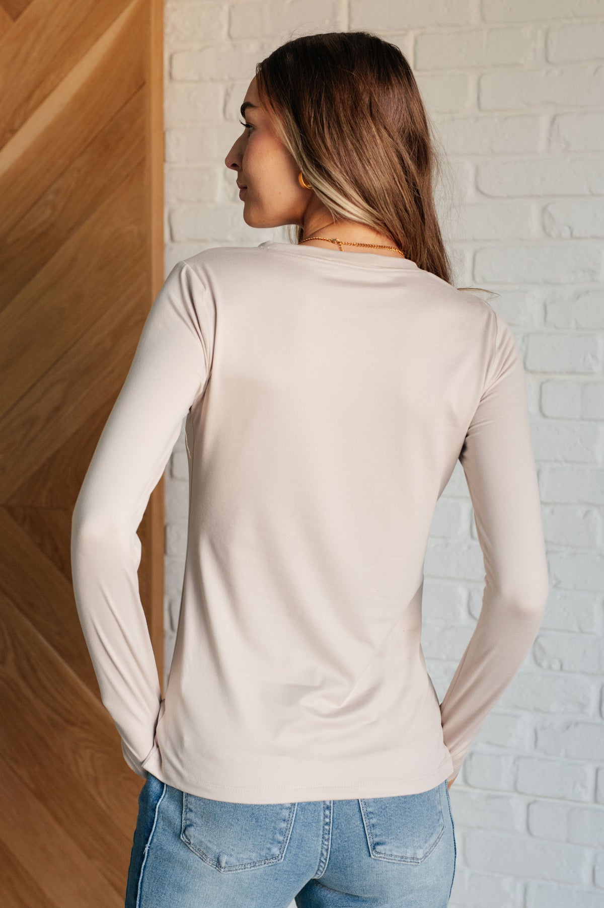 Basically Perfect Brushed Microfiber Tee in Sand Beige - 11/13/2024