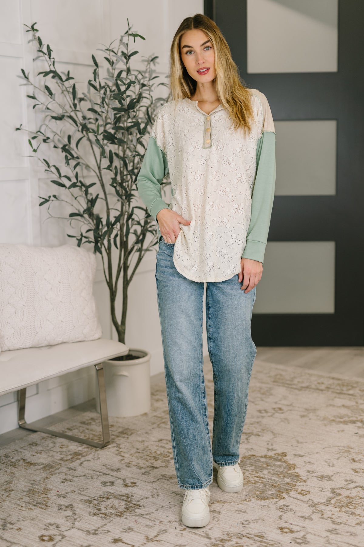 Because I Can Drop Shoulder Henley Top - 2/17/2026 NEW