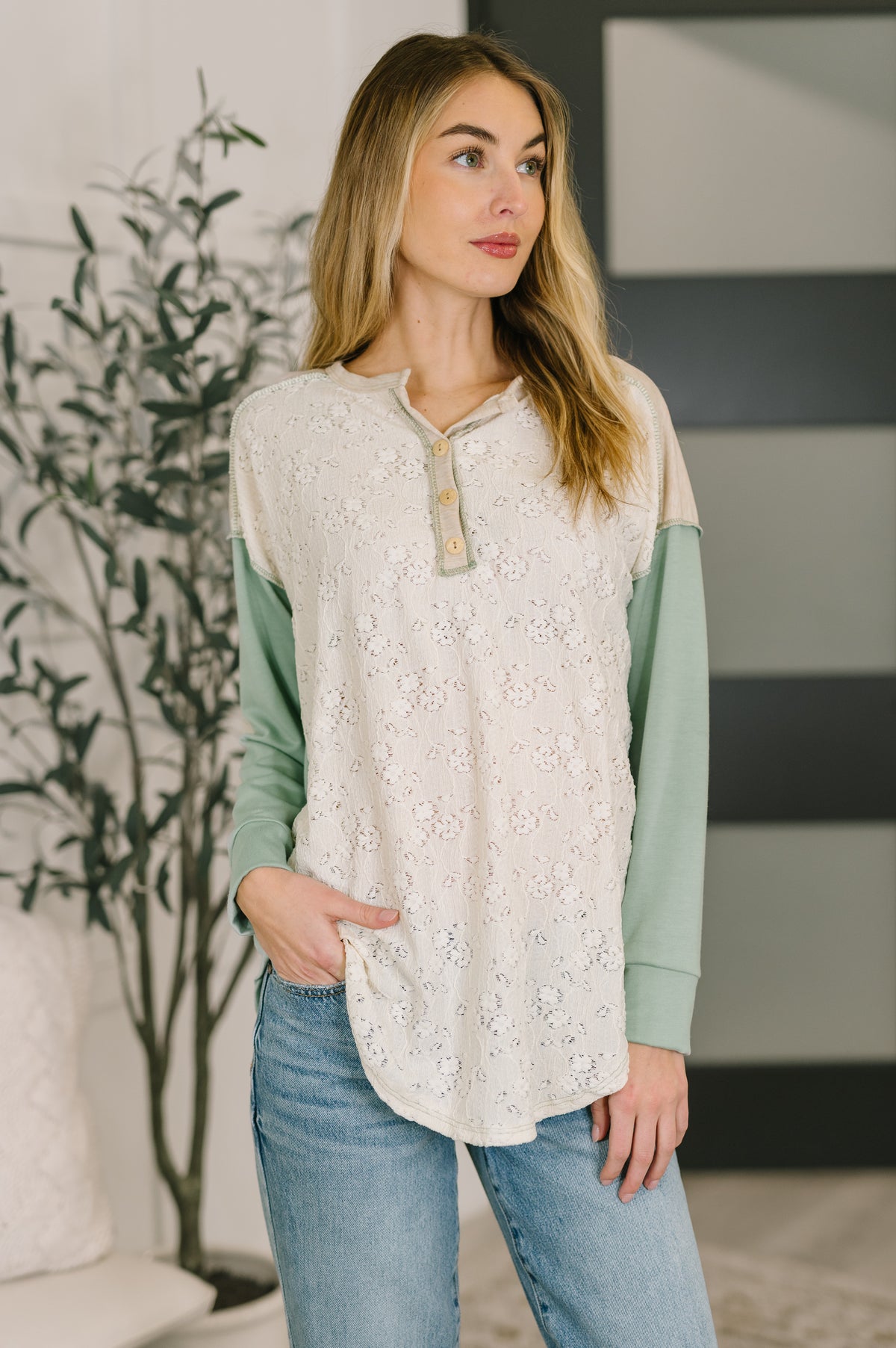Because I Can Drop Shoulder Henley Top - 2/17/2026 NEW