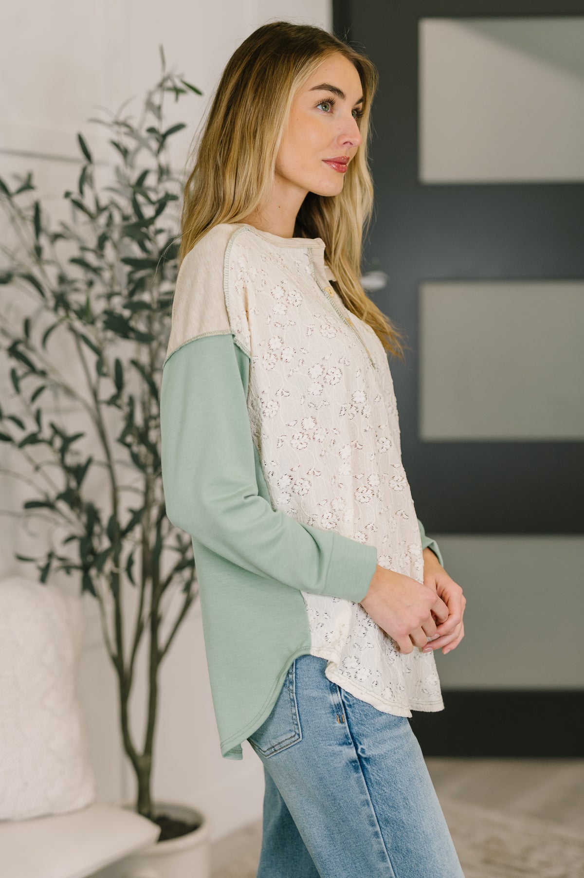 Because I Can Drop Shoulder Henley Top - 2/17/2026 NEW