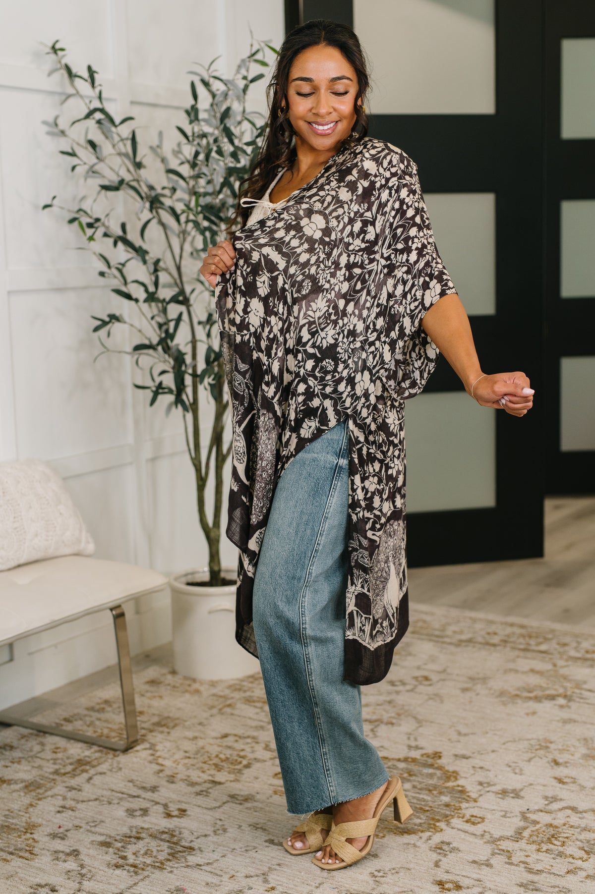 Bella Vida Open Front Floral Print Kimono - 4/17/2026