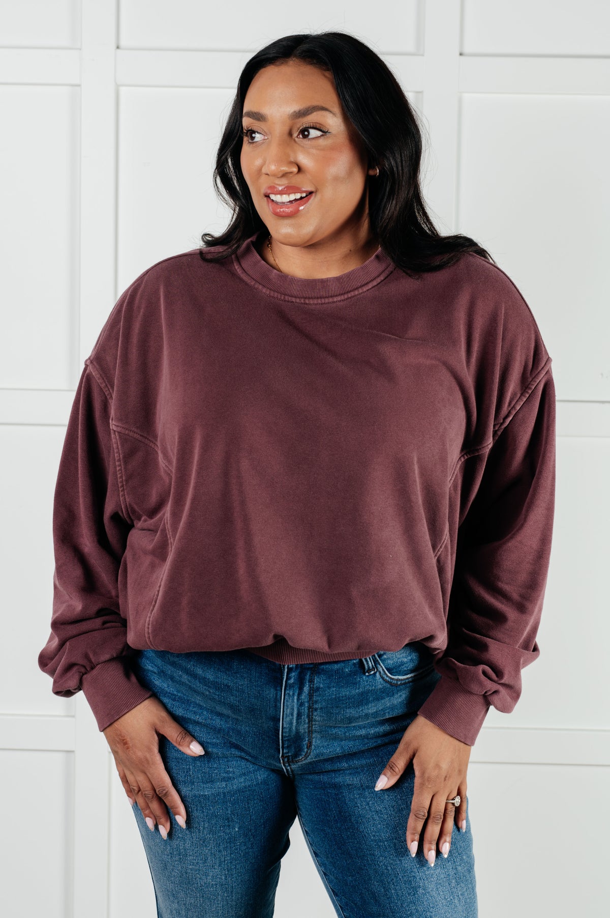 Beyond the Basics Pullover in Eggplant - 1/8/2025