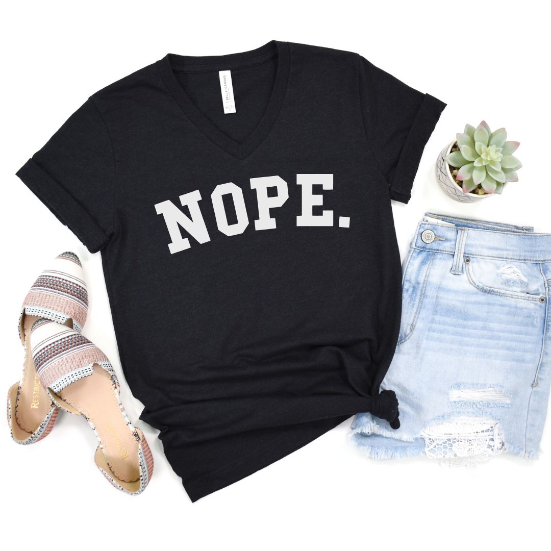 Nope V-Neck Graphic Tee - RTS