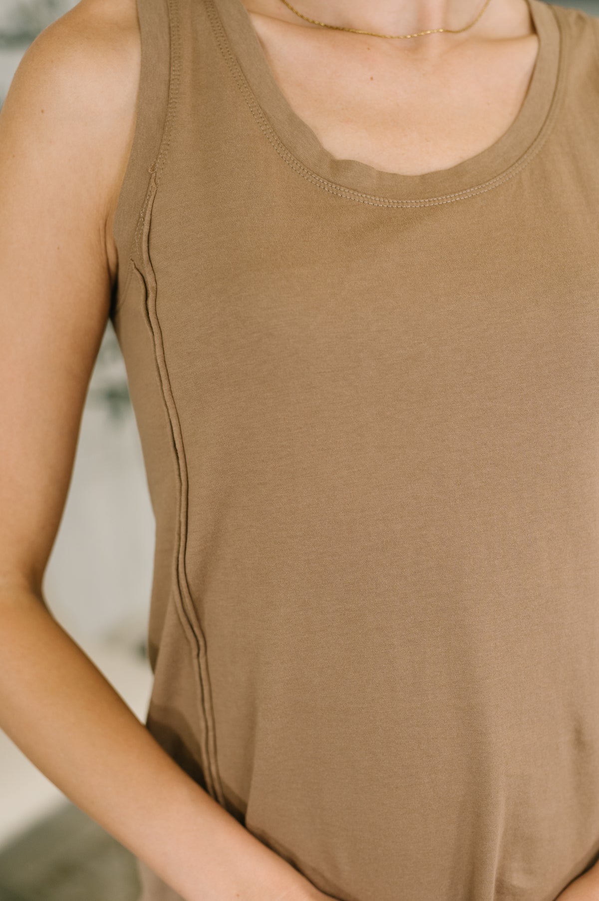 Blank Slate Scoop Neck Tank Dress in Mocha - 9/11/2026