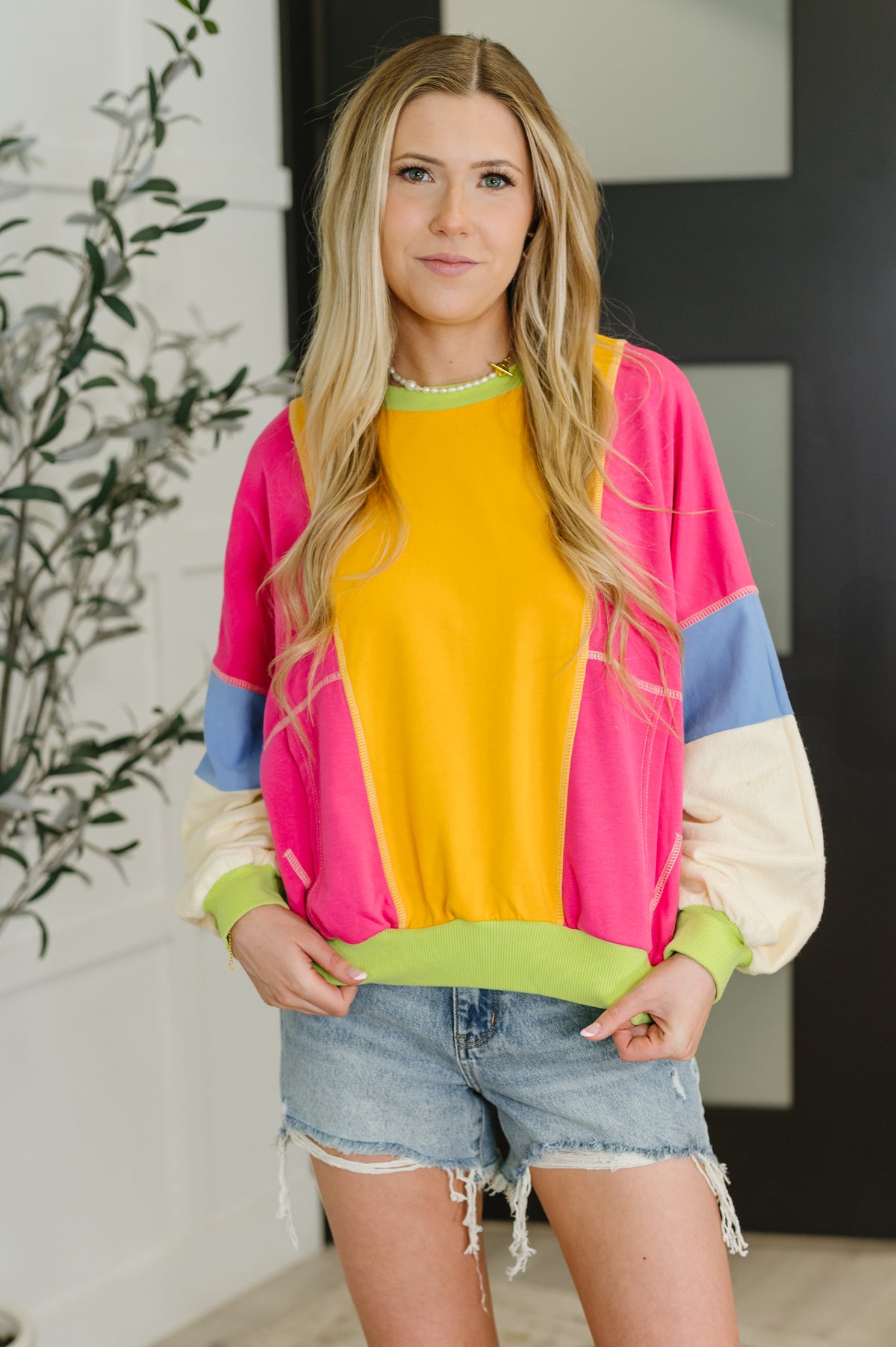 Blockbuster Color Block Pullover in Bright - 8/14/2025