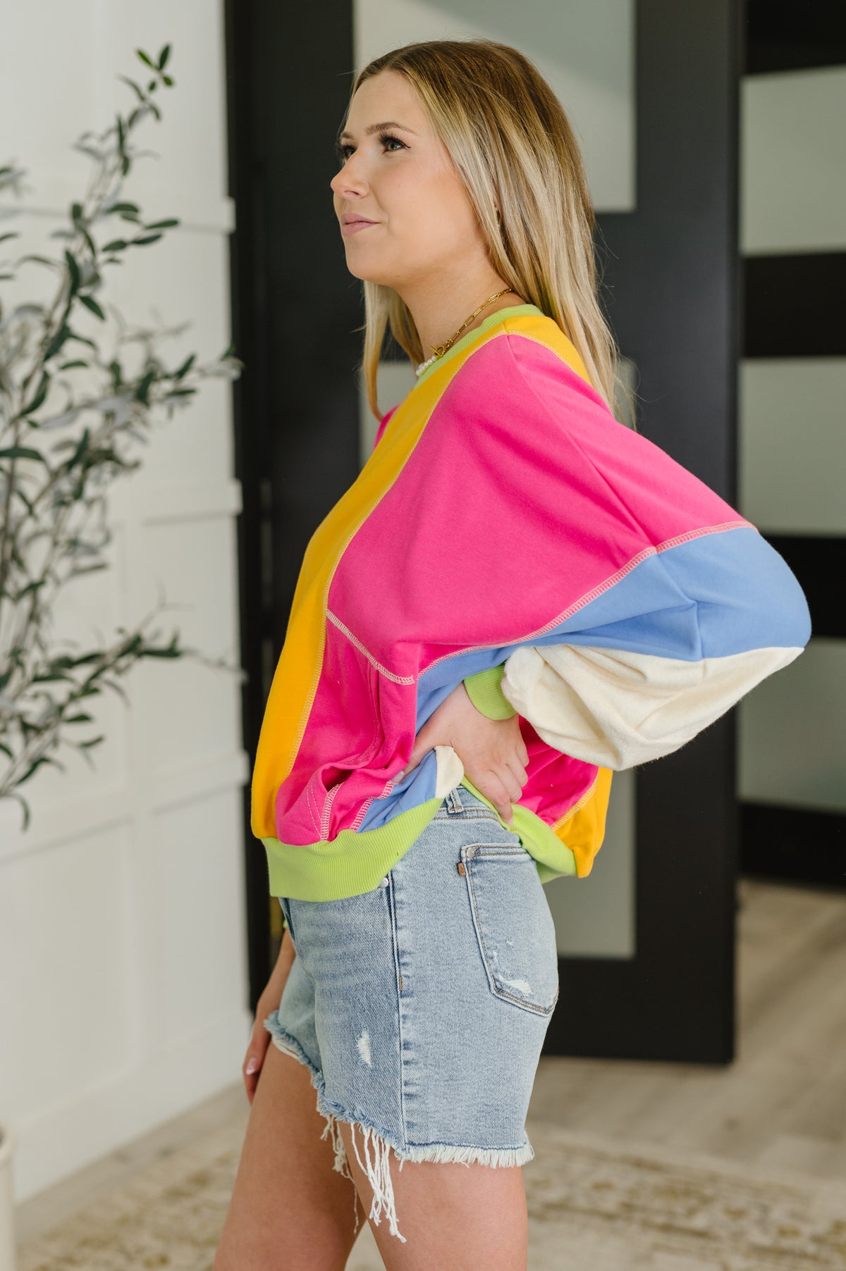 Blockbuster Color Block Pullover in Bright - 8/14/2025
