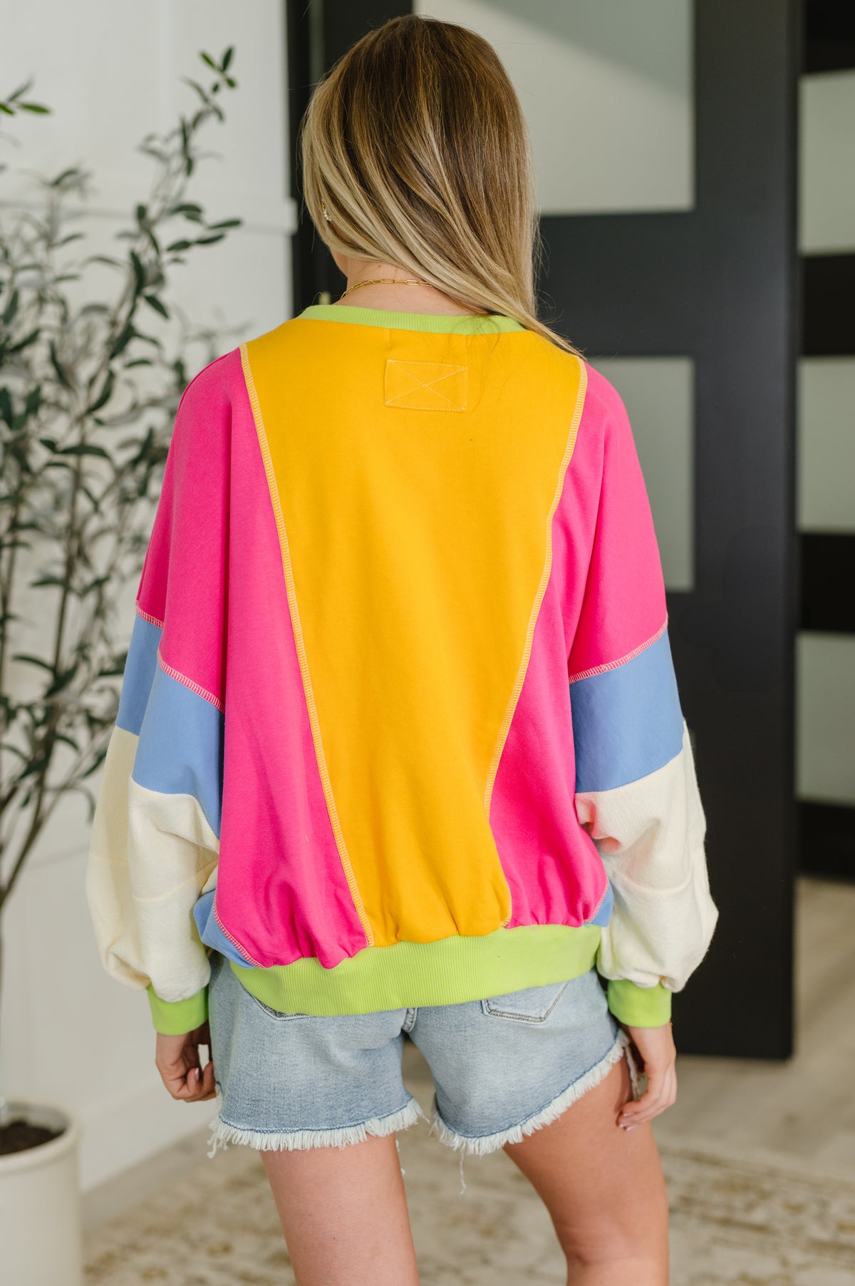 Blockbuster Color Block Pullover in Bright - 8/14/2025