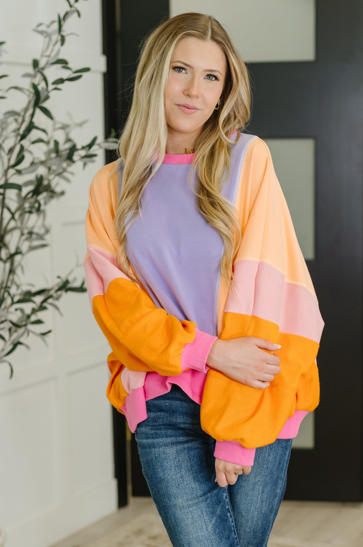 Blockbuster Color Block Pullover in Muted - 8/14/2025