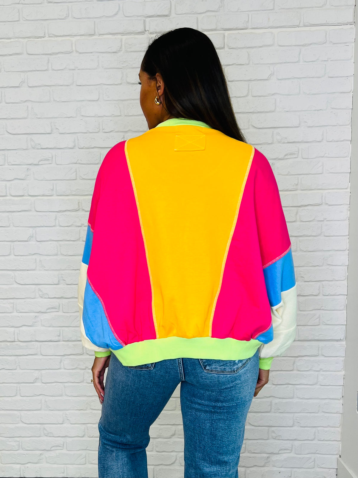 Blockbuster Color Block Pullover in Bright - 3/7/2025