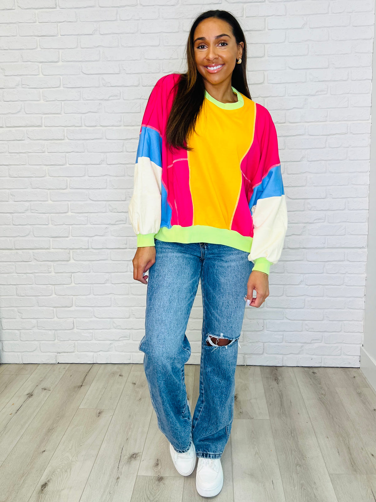 Blockbuster Color Block Pullover in Bright - 3/7/2025