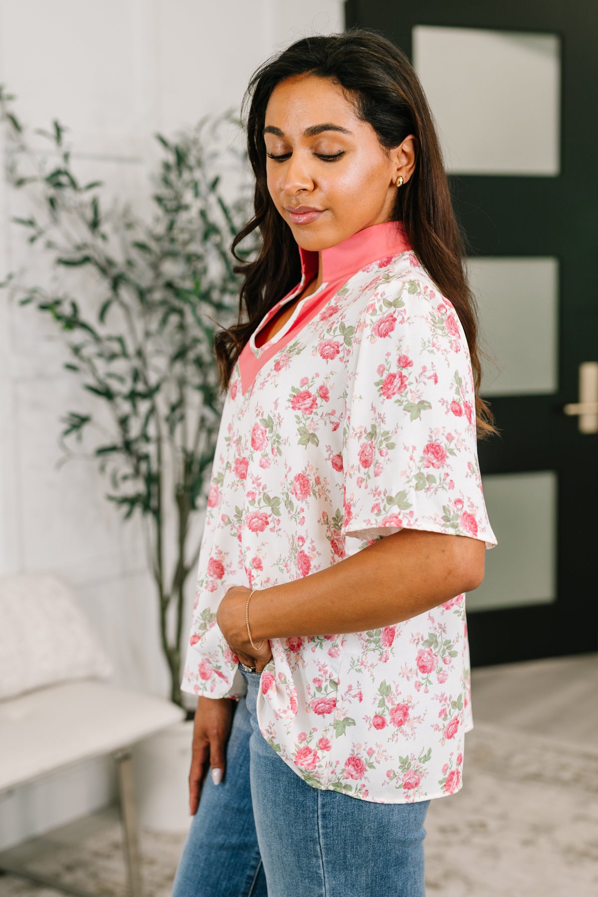 Blooming Season Split Neck Floral Blouse - 6/26/2026