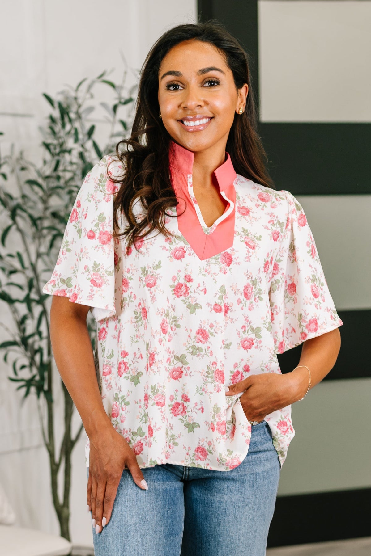 Blooming Season Split Neck Floral Blouse - 6/26/2026