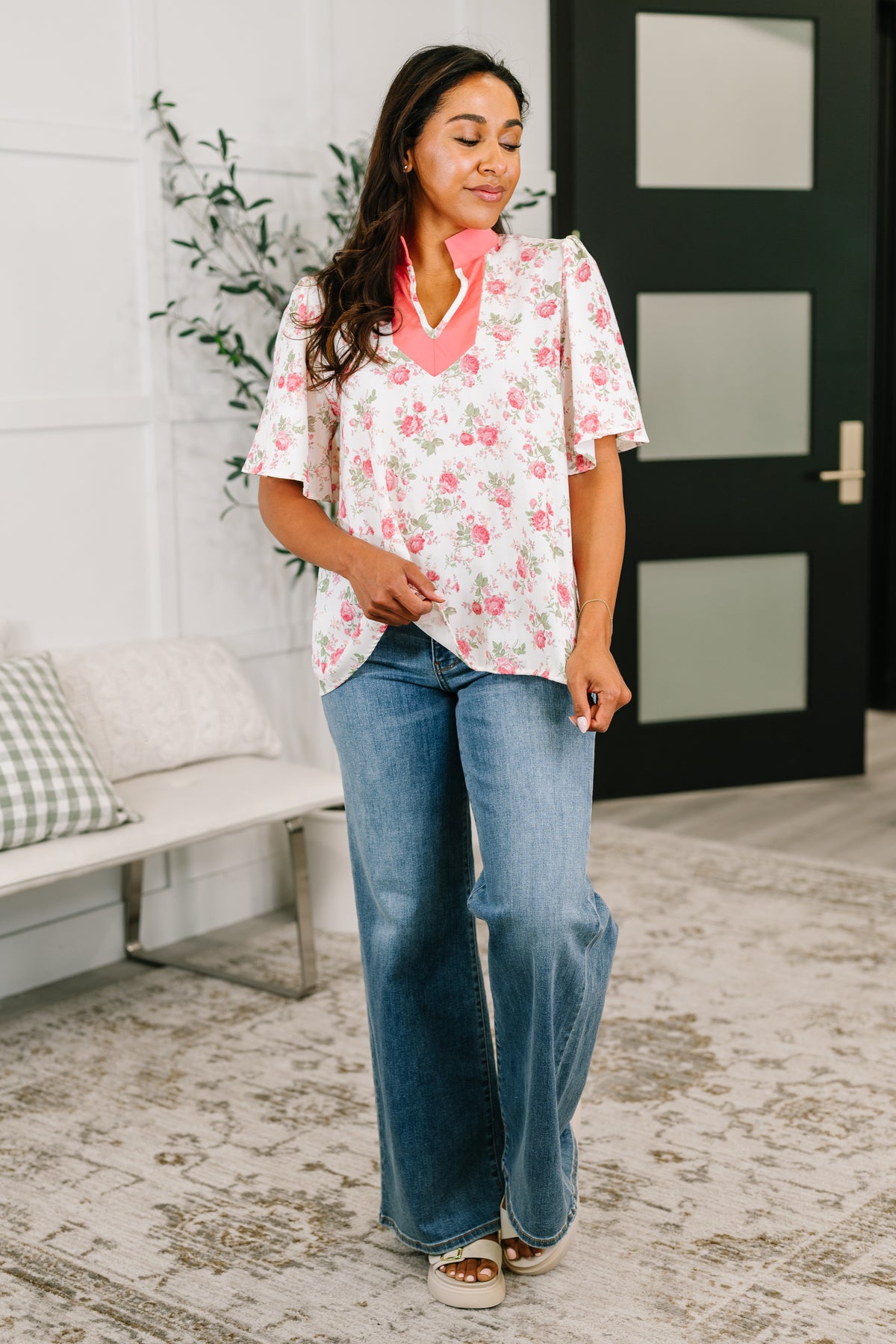 Blooming Season Split Neck Floral Blouse - 6/26/2026