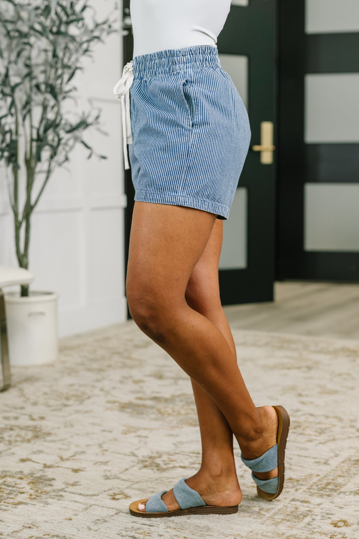 Boardwalk Talks Drawstring Shorts in Dark Blue - 6/26/2026