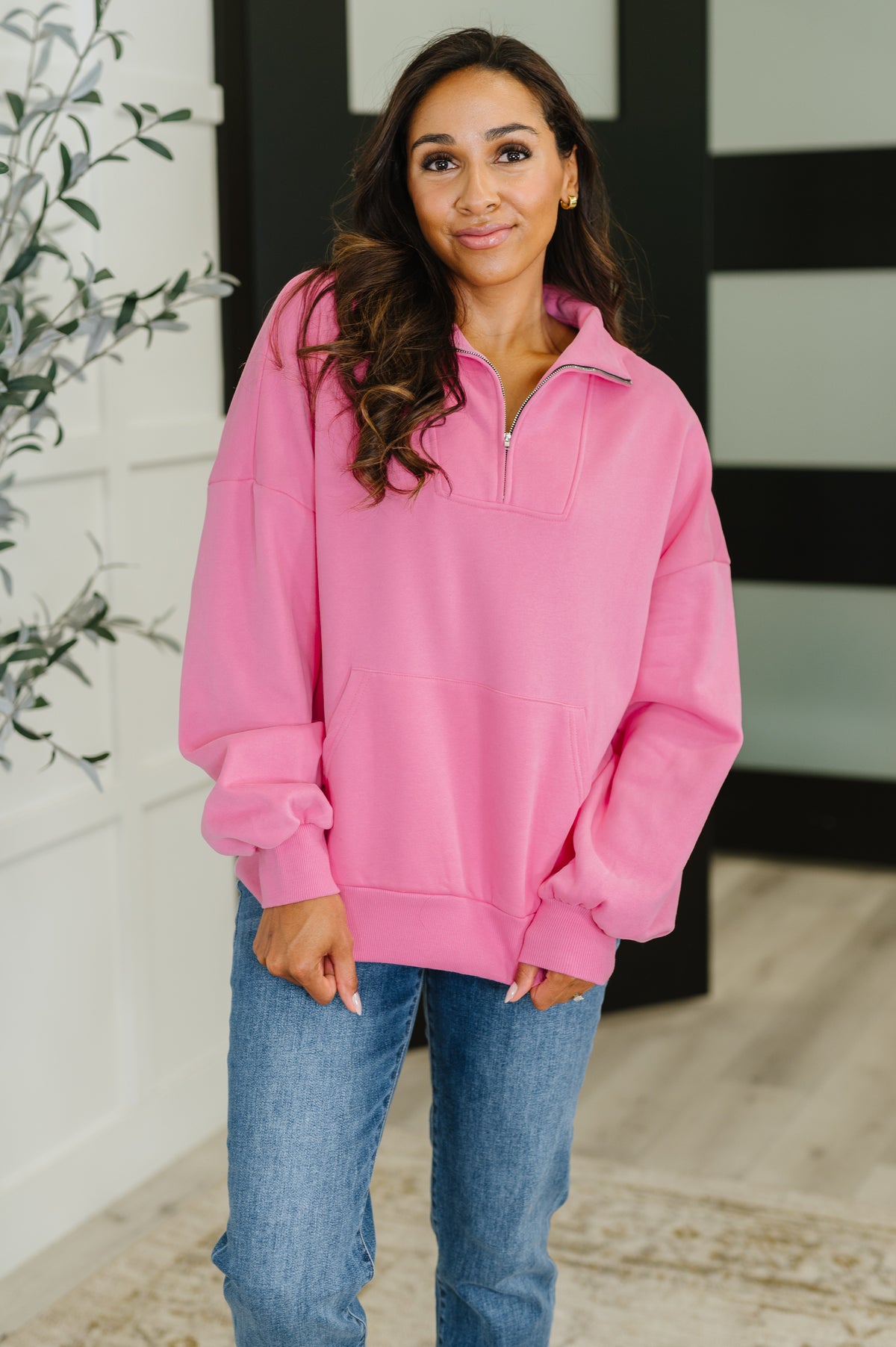 Bonbon Delight Half Zip Pullover in Pink - 9/9/2025