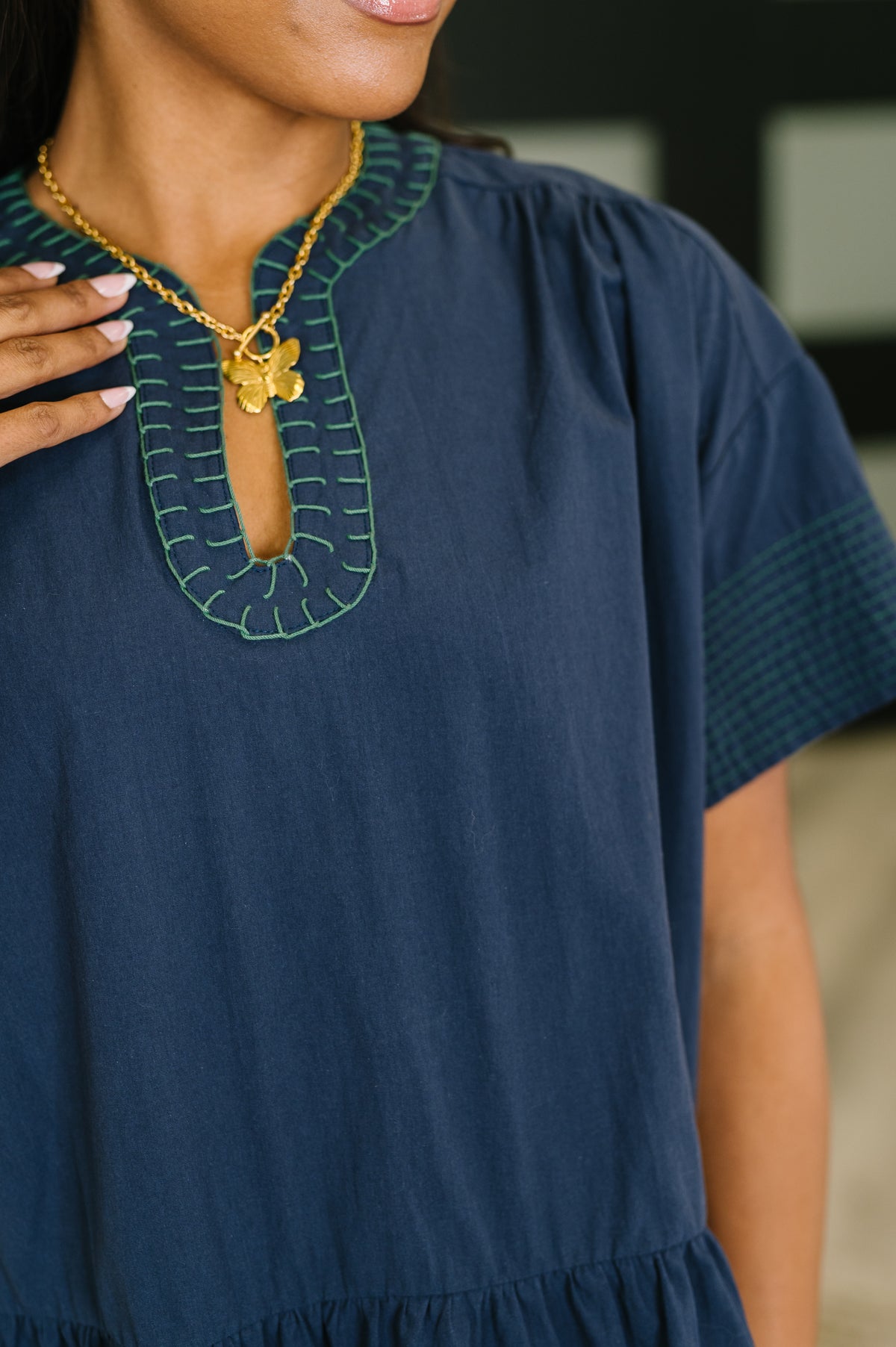 Boot Scootin' Boogie Tiered Dress in Navy - 2/6/2026