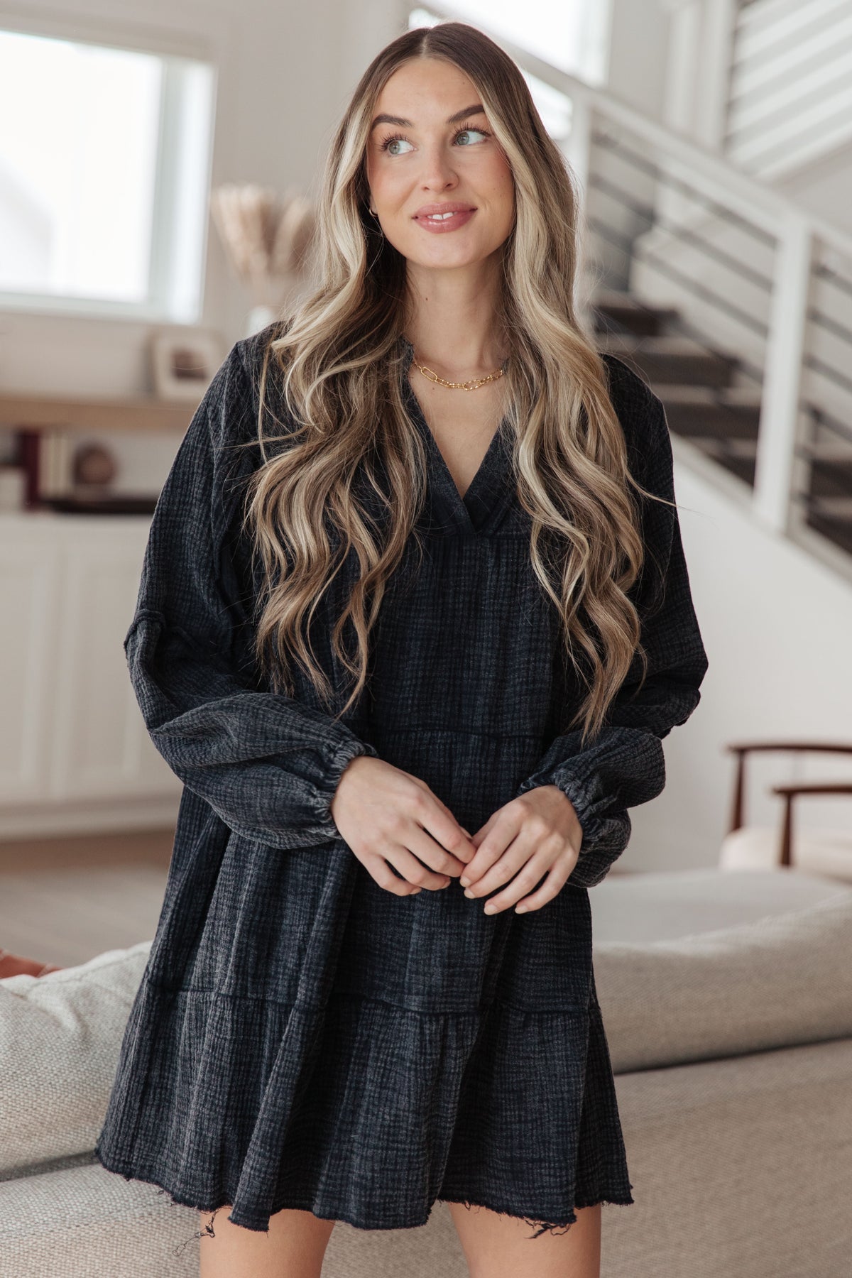 Borrowed Time Mineral Wash V-Neck Dress - 11/6/2025