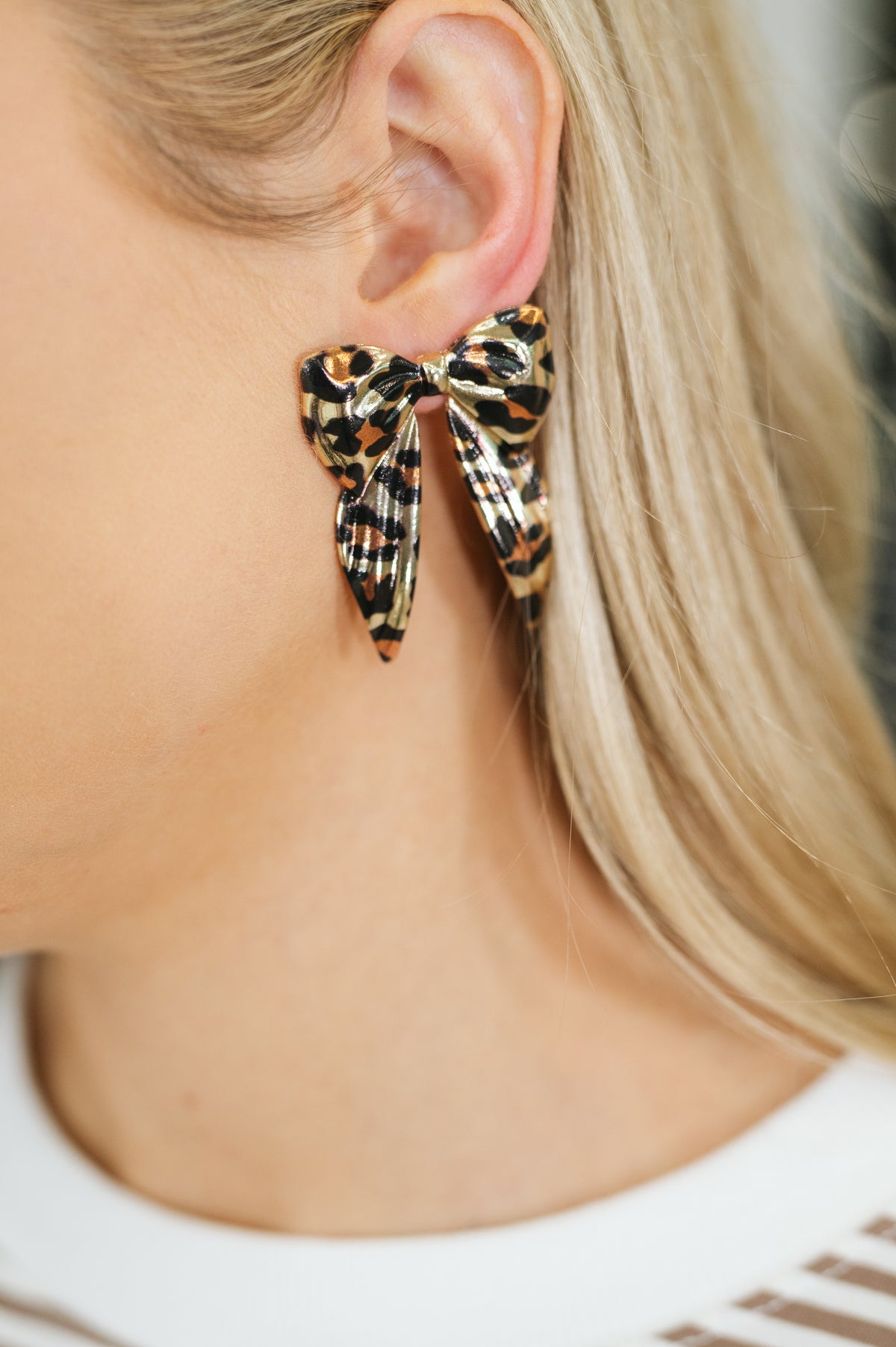 Bow'd & Bold Leopard Print Bow Earrings - 10/9/2026