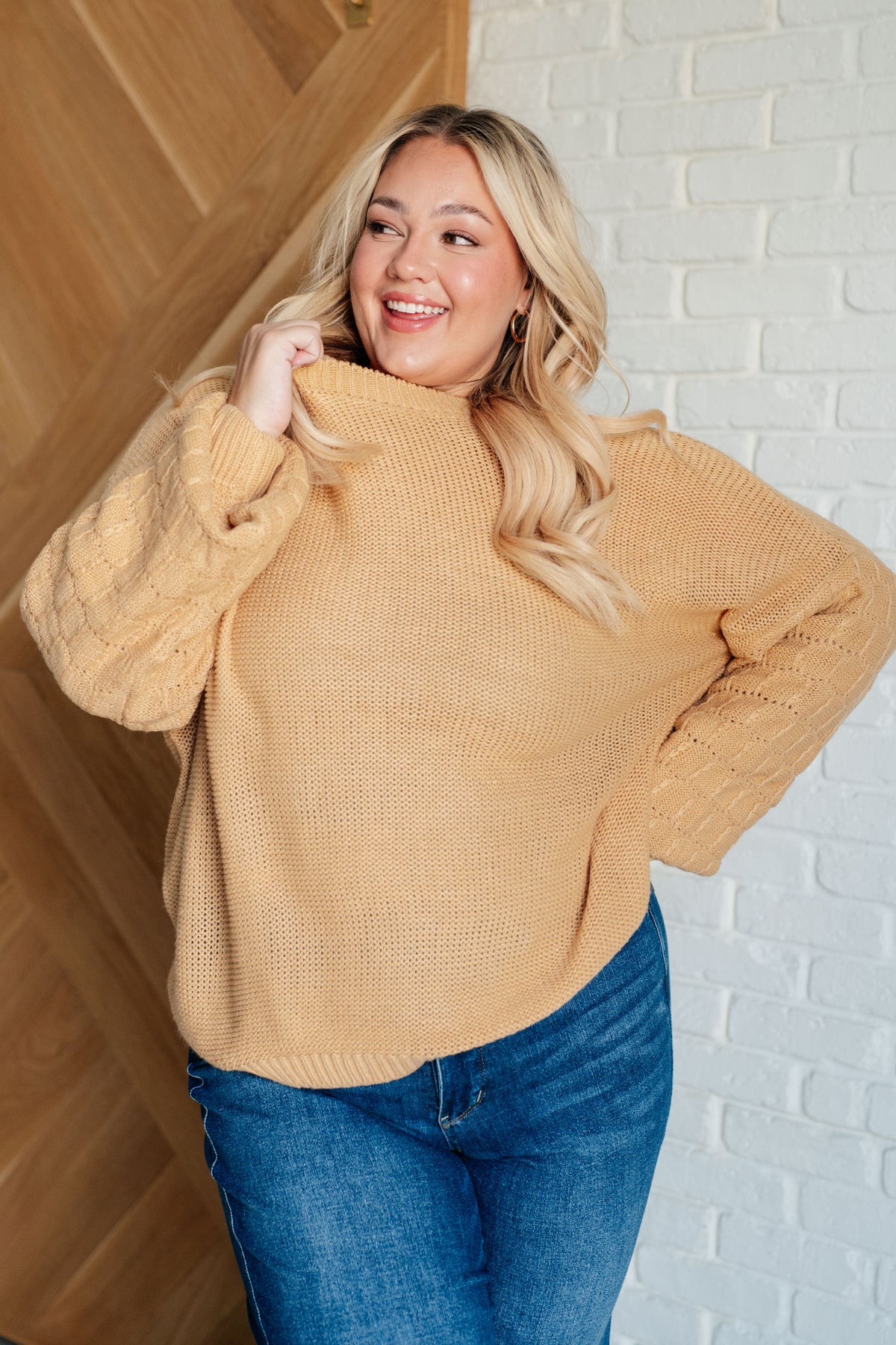 Bubbly Personality Bubble Sleeve Sweater in Wheat - 10/1/2024