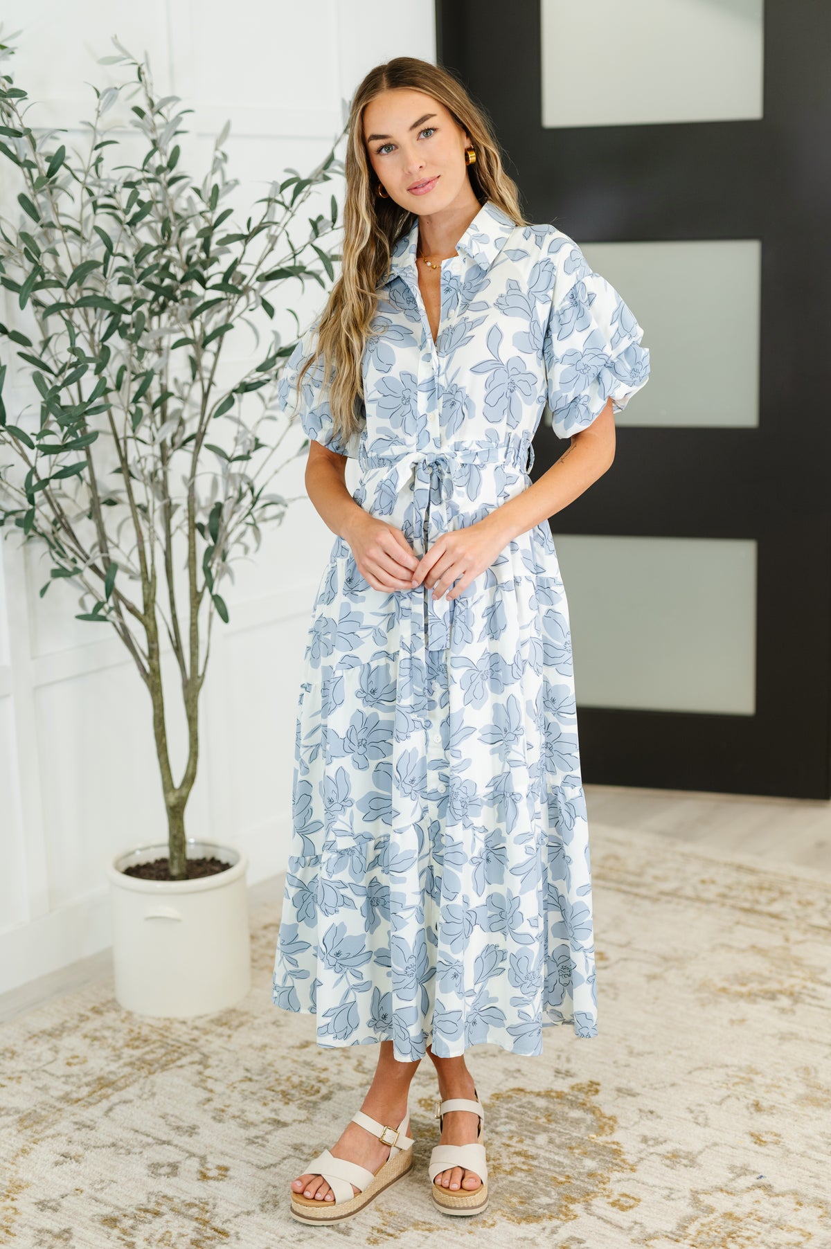 Budding Romance Collared Button-Down Dress - 6/6/2025 NEW
