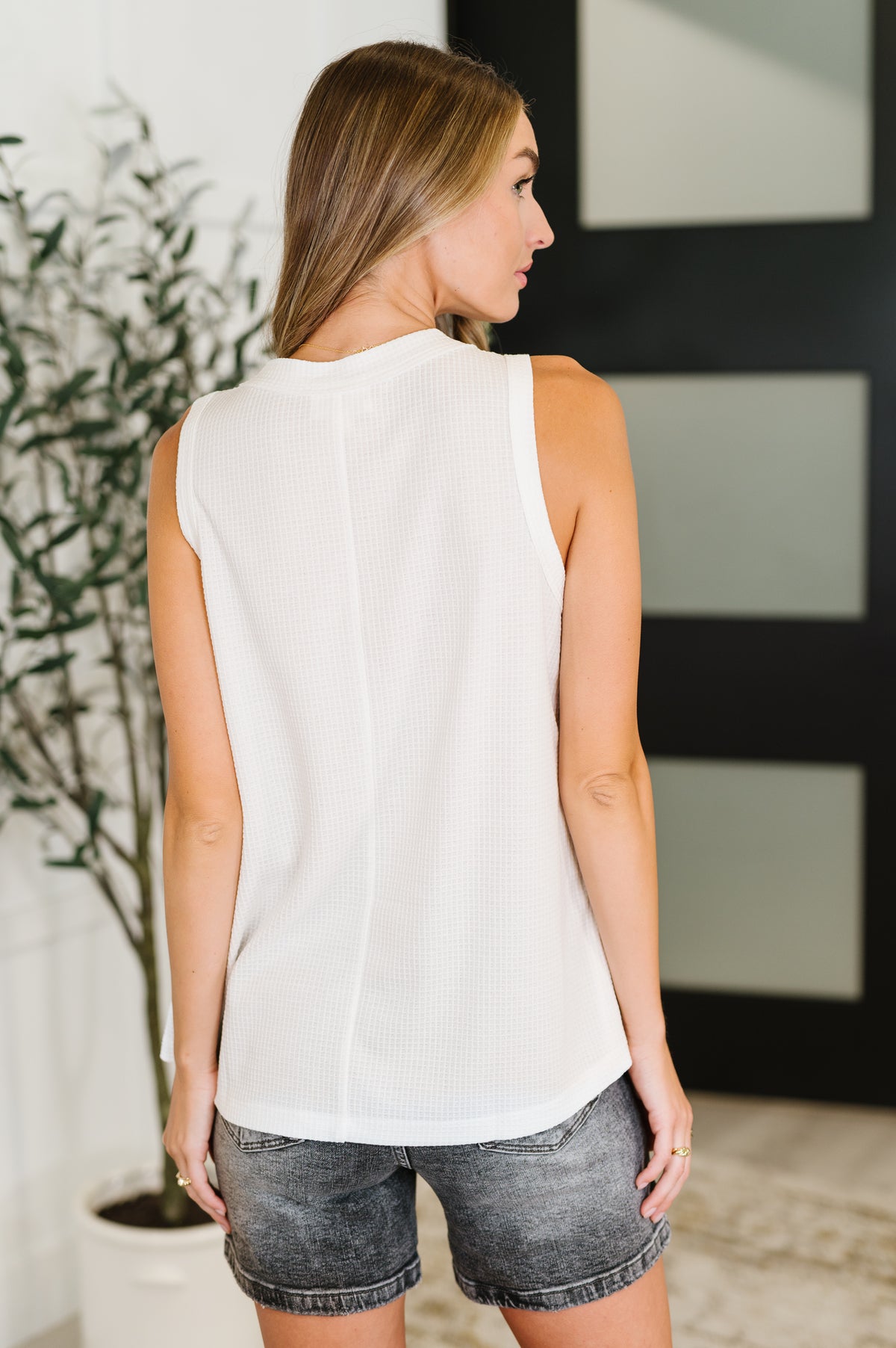 Buttoned Up Buttercup Sleeveless Top in Ivory - 7/8/2025 NEW