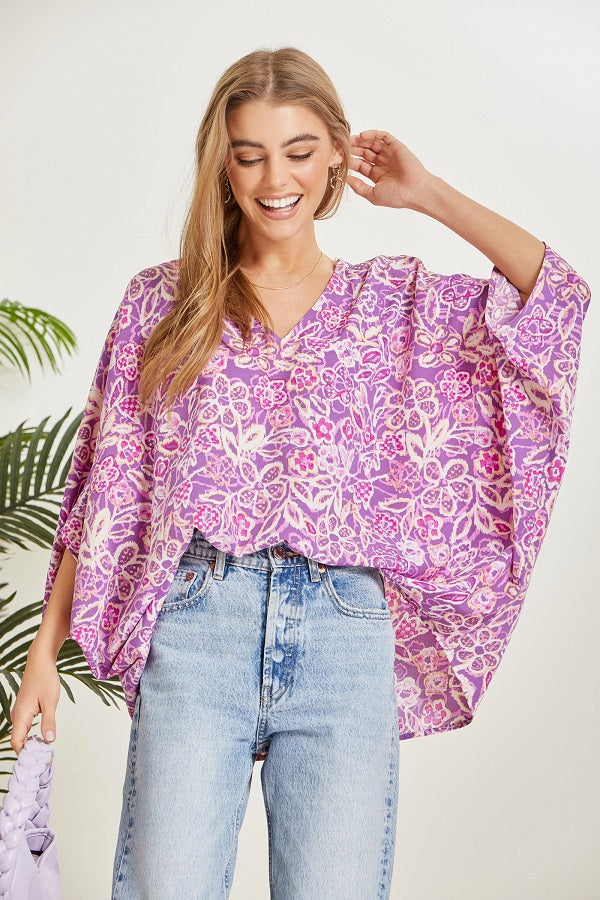 FLEX: Printed Poncho Woven Top - 6/5/2024