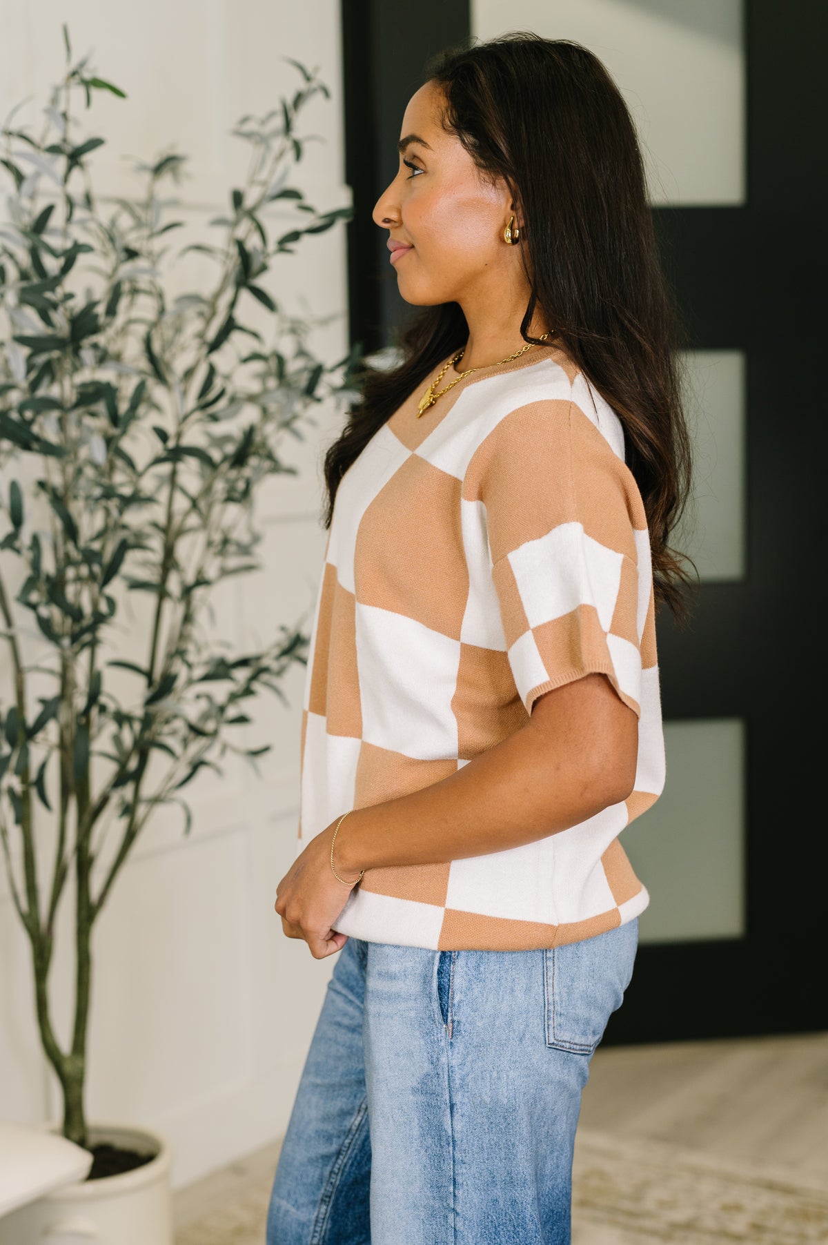 Cafe Check Relaxed Fit Sweater - 2/6/2026