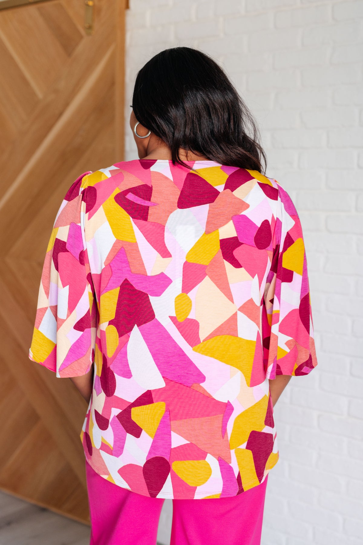 Cali Blouse in Magenta and Mustard Abstract - 9/12/2024